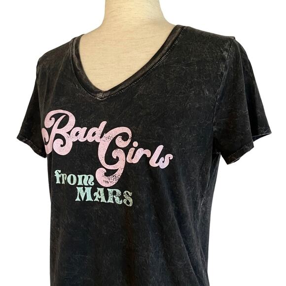 PROMESA Bad Girls From Mars Stone Washed Graphic T Shirt Gray Size Medium Lounge - Picture 5 of 9